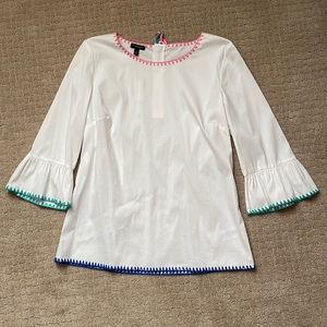 Talbots Embroidered Trim Top